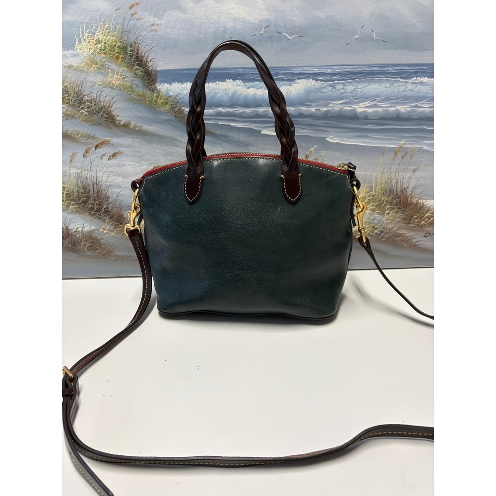 Dooney & Bourke Green Leather Braided Handle Satchel Crossbody Bag - Picture 6 of 10